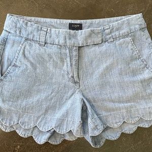 J Crew Chambray scallop edge shorts